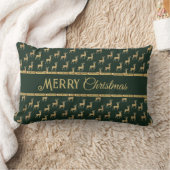 Festive Gold Deer Holiday Lumbar Accent Pillow ランバークッション (ブランケット)