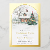 Festive Gold Foil Arch Christmas Party 箔招待状 (正面)