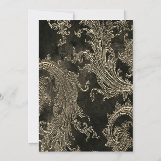 Festive Gold Frame,Floral Damask 100th Birthday 招待状 (裏面)