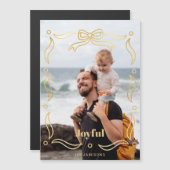 Festive Gold Line Drawn Ribbon Frame 1-Photo (正面/裏面)