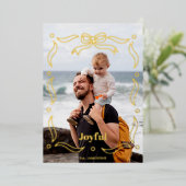 Festive Gold Line Drawn Ribbon Frame 1-Photo 箔シーズンカード (立ち正面)