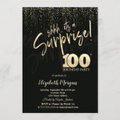 Festive Gold Surprise 100th Birthday Party 招待状 (正面)
