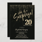 Festive Gold Surprise 20th Birthday Party 招待状 (正面/裏面)