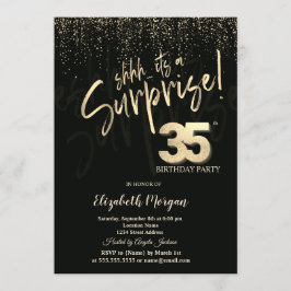 Festive Gold Surprise 35th Birthday Party 招待状