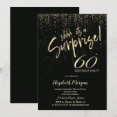 Festive Gold Surprise 60th Birthday Party 招待状 (正面/裏面)