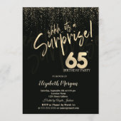 Festive Gold Surprise 65th Birthday Party 招待状 (正面)