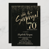Festive Gold Surprise 70th Birthday Party 招待状 (正面/裏面)