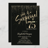 Festive Gold Surprise 75th Birthday Party 招待状 (正面/裏面)
