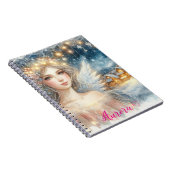 Festive Gold Watercolor Ethereal Frost Snow Angel ノートブック (右側)