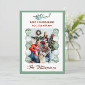 Festive Golf Theme Two Photo Christmas シーズンカード (スタンド正面)