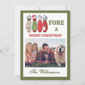 Festive Golf Theme Two Photo Christmas シーズンカード (正面)