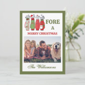 Festive Golf Theme Two Photo Christmas シーズンカード (スタンド正面)