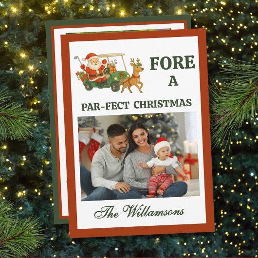 * Festive Golf Theme Two Photo Christmas シーズンカード