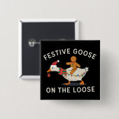 Festive Goose On The Loose Christmas Gingerbread  缶バッジ (正面&裏面)