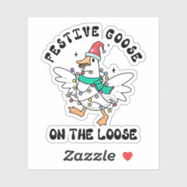  Festive Goose on the Loose Cute Christmas シール