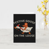 Festive Goose On The Loose Funny Gingerbread Chris カード (黄色い花)