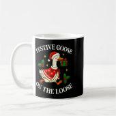 Festive Goose On The Loose Funny Goosemas Christma コーヒーマグカップ (左)