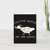 Festive Goose On The Loose Funny Silly Goose Retro カード (正面)