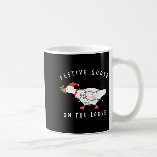 Festive Goose On The Loose Funny Silly Goose Retro コーヒーマグカップ (右)