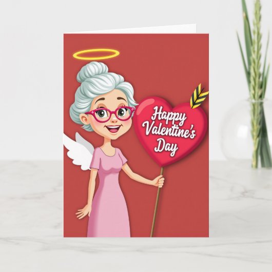 Festive Granny Cupid Love Card カード (正面)
