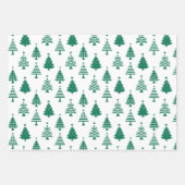 Festive Green and White Christmas Tree Pattern ラッピングペーパーシート (正面2)