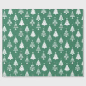 Festive Green and White Christmas Tree Pattern ラッピングペーパー (フラット)