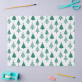 Festive Green and White Christmas Tree Pattern 薄葉紙 (クラフト)