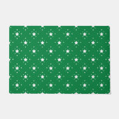 Festive Green and White Stars Pattern ドアマット (正面)