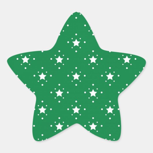 Festive Green and White Stars Pattern 星シール (正面)
