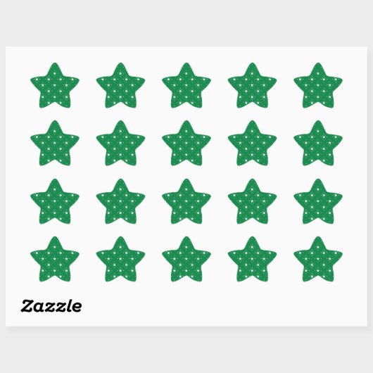 Festive Green and White Stars Pattern 星シール (シート)