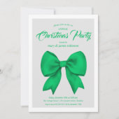 Festive Green Bow Christmas Holiday Party  招待状 (正面)