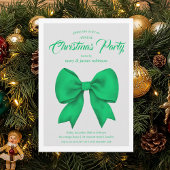 Festive Green Bow Christmas Holiday Party  招待状