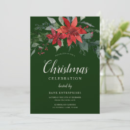 festive green floral Christmas Party 招待状