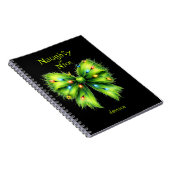 Festive Green Fur Bow-Lights Naughty or Nice Name ノートブック (右側)