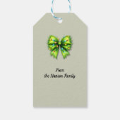 Festive Green Furry Bow-Lights Naughty or Nice ギフトタグ (裏面)