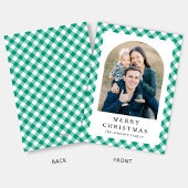 Festive Green Gingham Photo Christmas シーズンカード