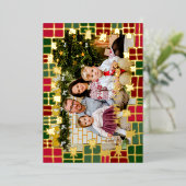 Festive Green & Gold Gift Personal Photo Christmas 箔シーズンカード (立ち正面)