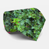 Festive Green Holly and Berries Christmas Neck Tie ネクタイ (ロール)