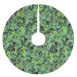 Festive Green Holly Berry Christmas ブラッシュドポリエステルツリースカート