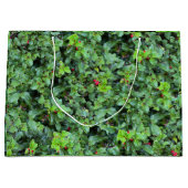 Festive Green Holly Berry Christmas ラージペーパーバッグ (正面)