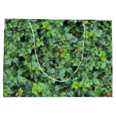 Festive Green Holly Berry Christmas ラージペーパーバッグ (裏面)