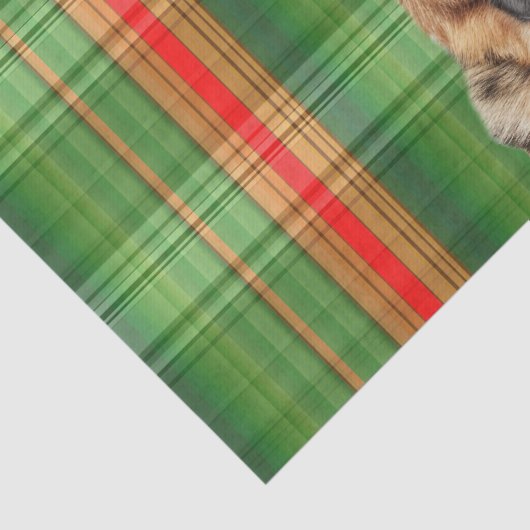 Festive Green Plaid German Shepherd Dog Christmas 薄葉紙 (詳細)