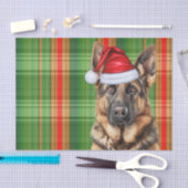 Festive Green Plaid German Shepherd Dog Christmas 薄葉紙 (クラフト)
