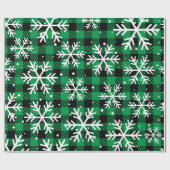 Festive Green Plaid Snowflake Buffalo Check Gift  ラッピングペーパー (フラット)