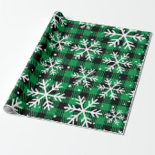 Festive Green Plaid Snowflake Buffalo Check Gift  ラッピングペーパー (アンロールド)
