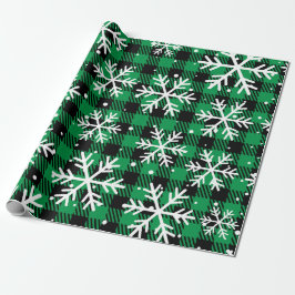 Festive Green Plaid Snowflake Buffalo Check Gift  ラッピングペーパー