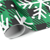 Festive Green Plaid Snowflake Buffalo Check Gift  ラッピングペーパー (ロールコーナー)
