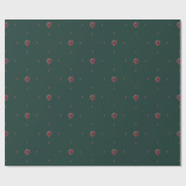 Festive Green Poinsettia Wrapping Paper ラッピングペーパー
