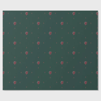 Festive Green Poinsettia Wrapping Paper ラッピングペーパー