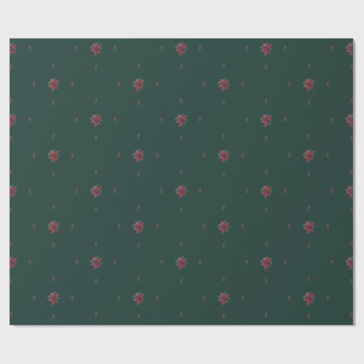 Festive Green Poinsettia Wrapping Paper ラッピングペーパー (フラット)